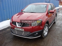 Пороги овальные с проступью 75х42 мм Nissan Qashqai 2010